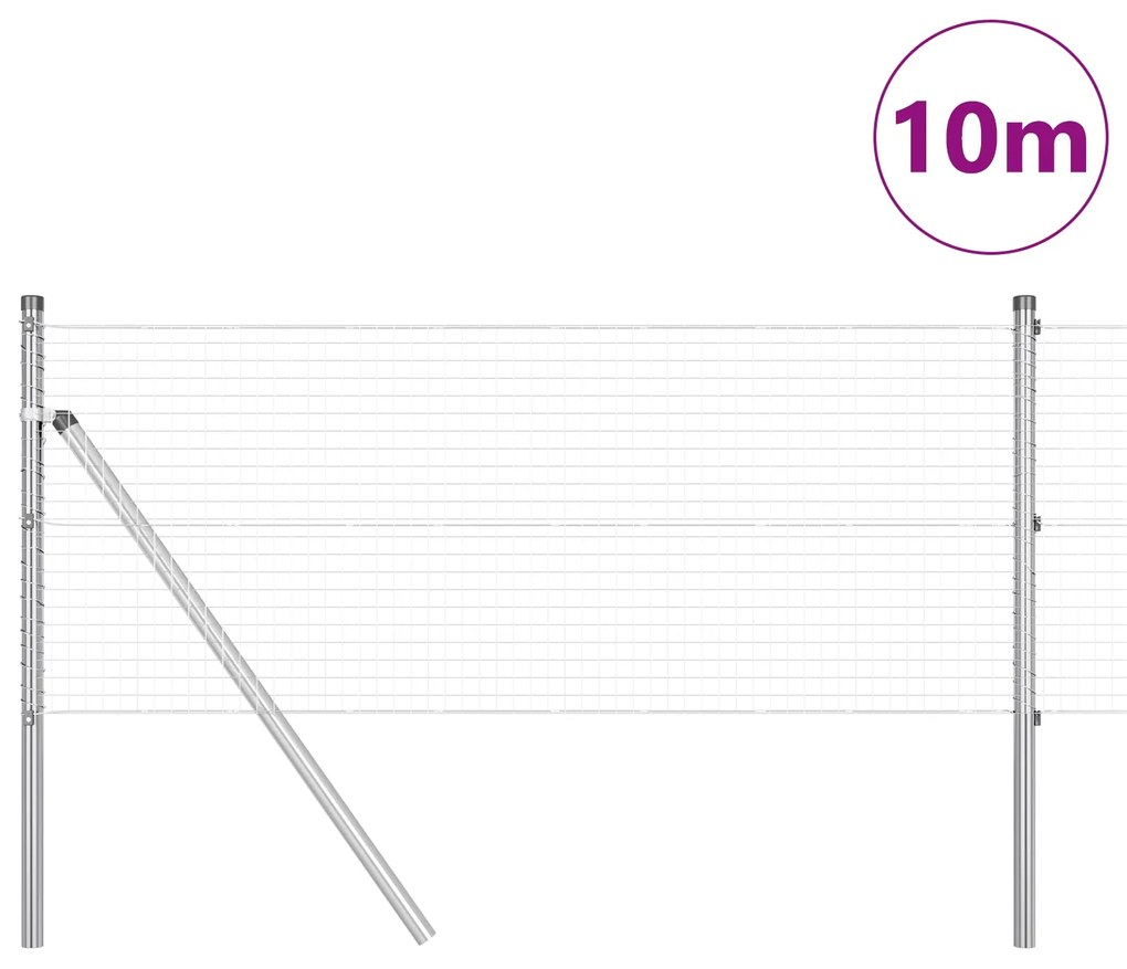 Cerca de Arame Soldado com 7 Postes 0.4x10 m Aço Galvanizado