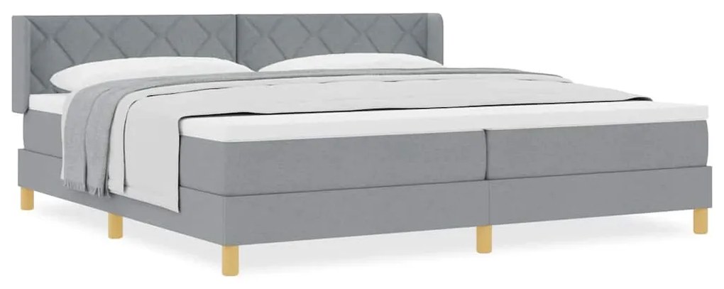 Cama Box Spring com Colchão Cinza Claro, 200x200 cm, Tecido