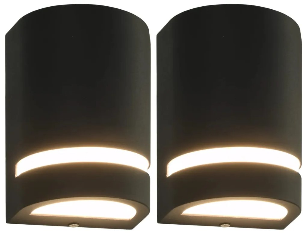 vidaXL Candeeiros de parede exterior 2 pcs 35 W semicilíndrico preto
