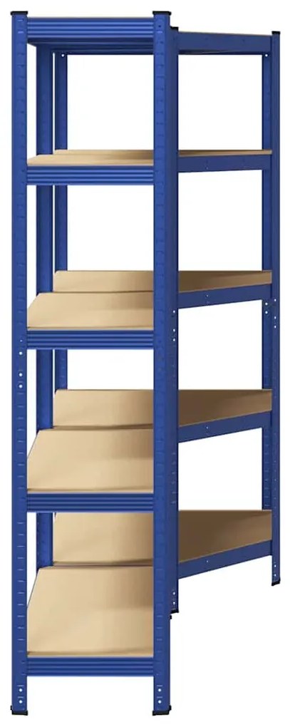 Estante canto 5 prateleiras 2 pcs derivados de madeira/aço azul