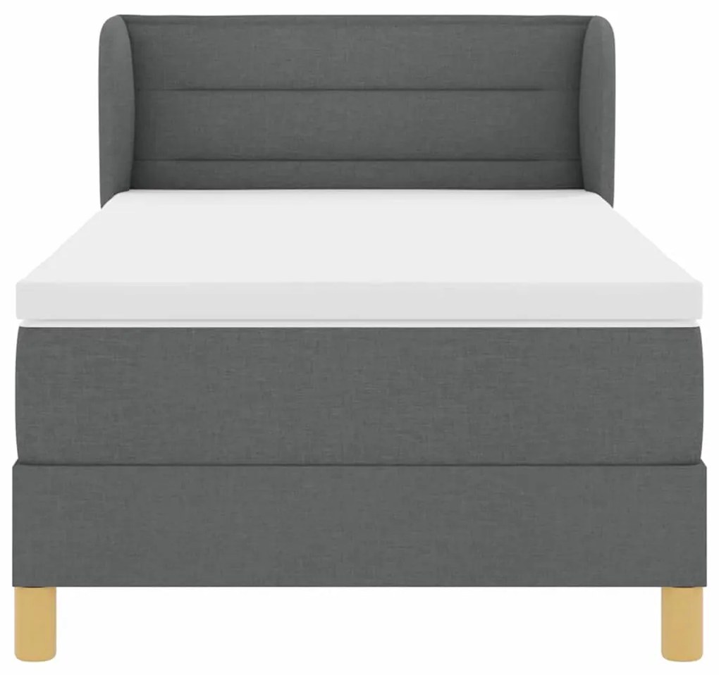 Cama Box Spring com Colchão - Cinza Escuro, 90x190 cm, Tecido