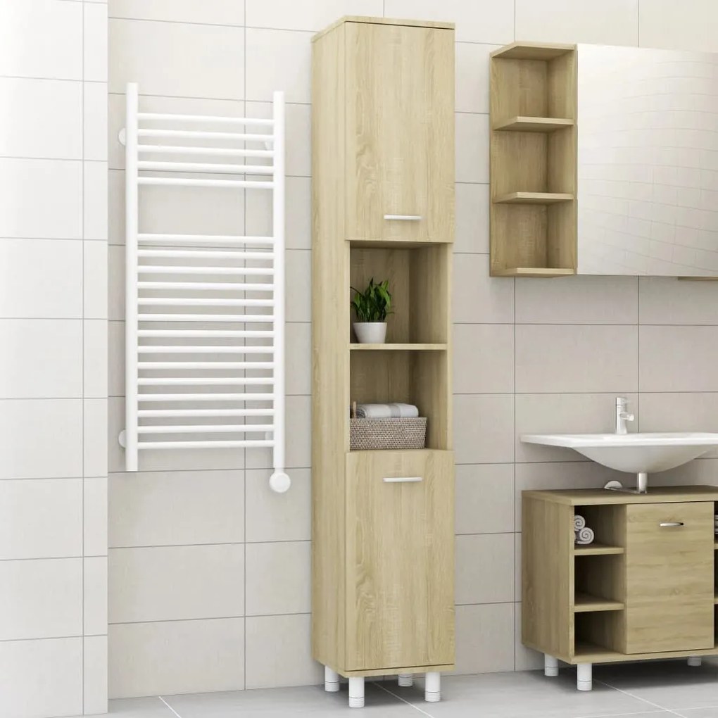 vidaXL Armário WC 30x30x179cm derivados de madeira cor carvalho sonoma