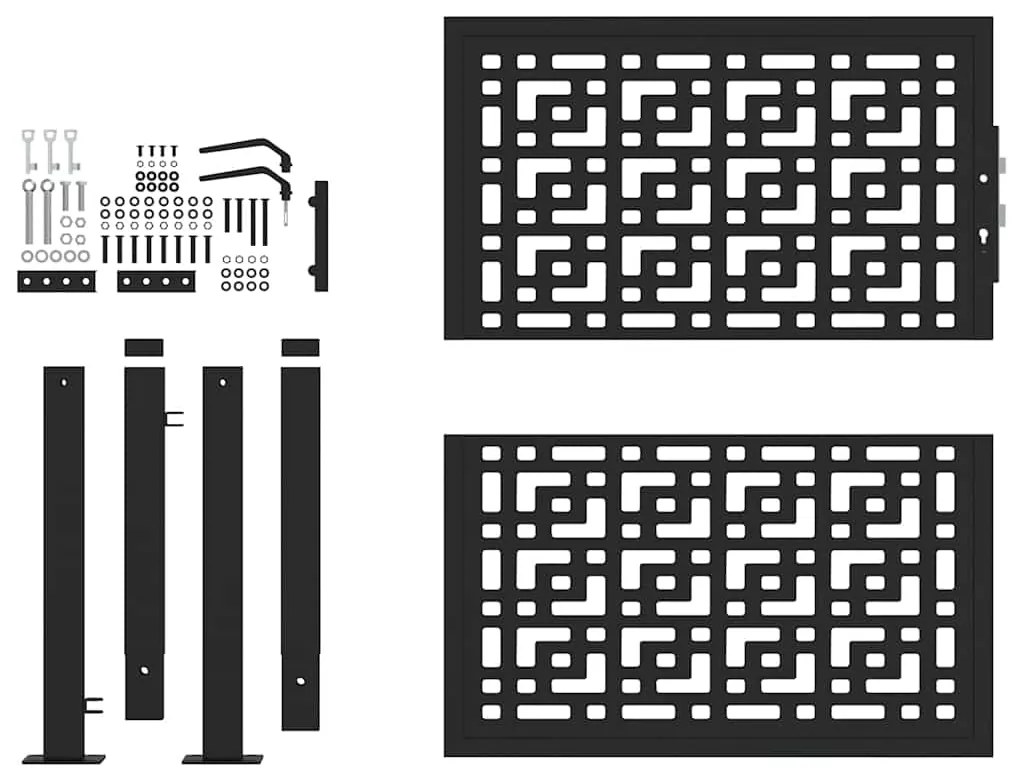 Portão de jardim 105x106 cm design cruzado de aço preto