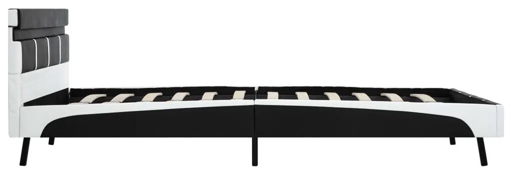 Estrutura de cama com LED 140x200 cm couro artificial preto