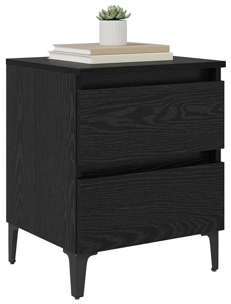 Cabinet de Cama Carvalho Preto 40x35x50 cm Madeira Engenheirada