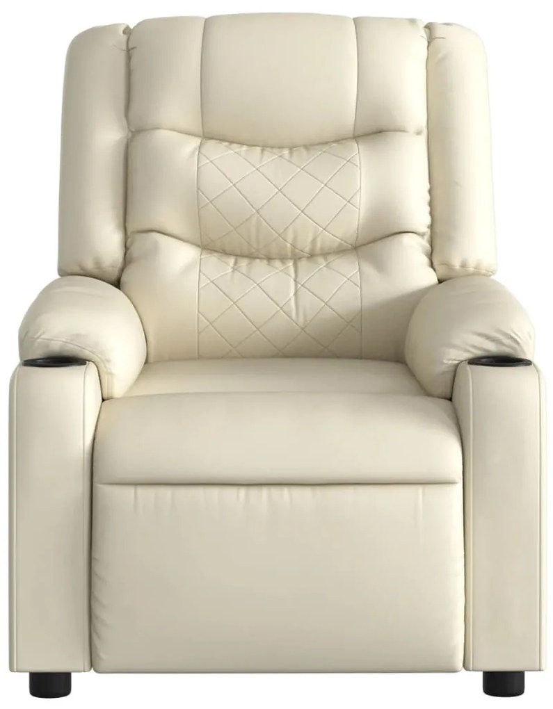 Poltrona reclinável couro artificial cor creme