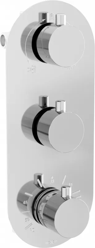 Mexen Kai misturadora termostática para banheira e duche com 3 saídas, cromado - 77603-00