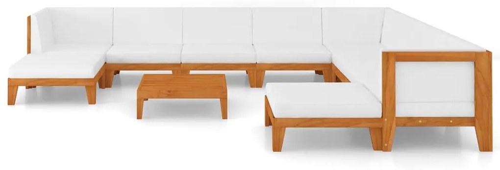 11 pcs conjunto lounge de jardim c/ almofadões acácia maciça