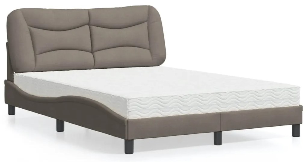 vidaXL Cama com colchão 120x200 cm tecido castanho-acinzentado