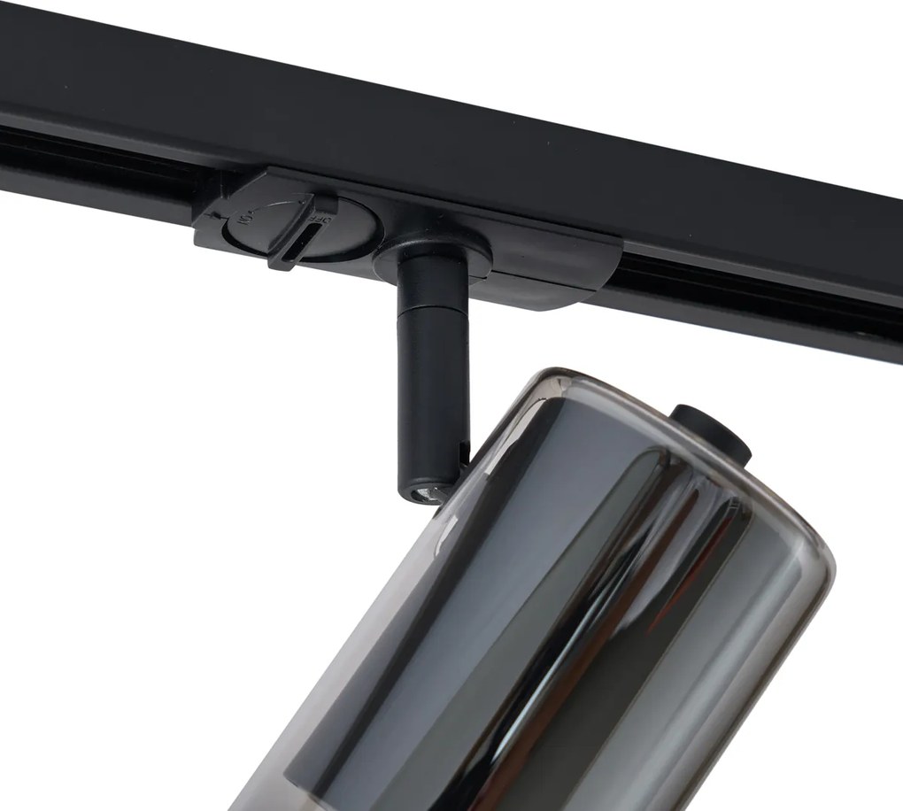 Sistema de iluminação de trilho moderno preto com 3 focos monofásicos - Iconic Lloyd