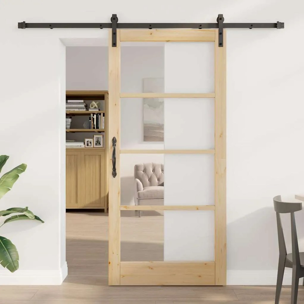 Porta Deslizante vidaXL com Conjunto de Ferragens 'ORKDAL'93x202 cm