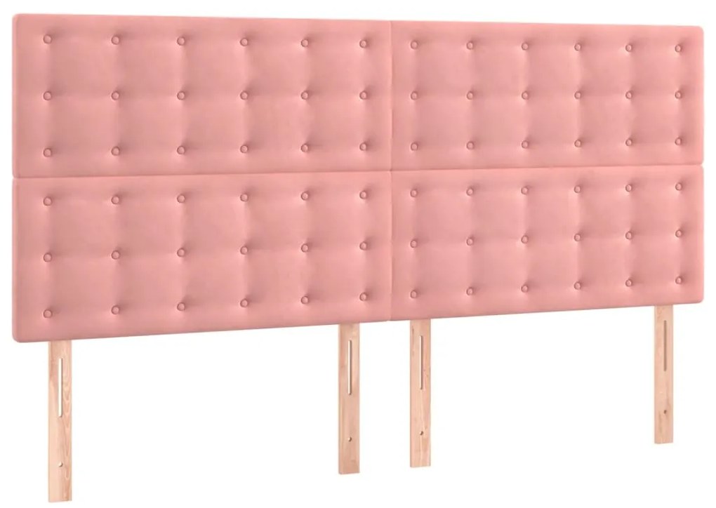 Estrutura de cama c/ cabeceira 180x200 cm veludo rosa