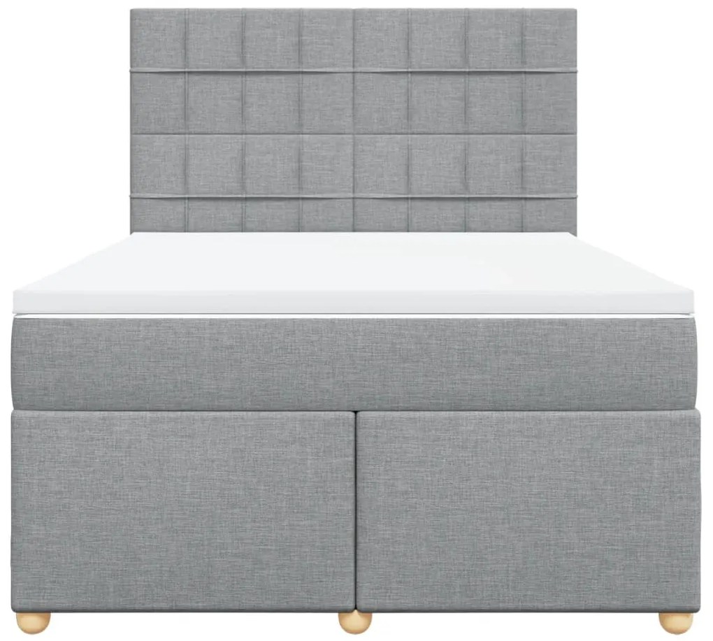 Cama com molas/colchão 140x190 cm tecido cinzento-claro