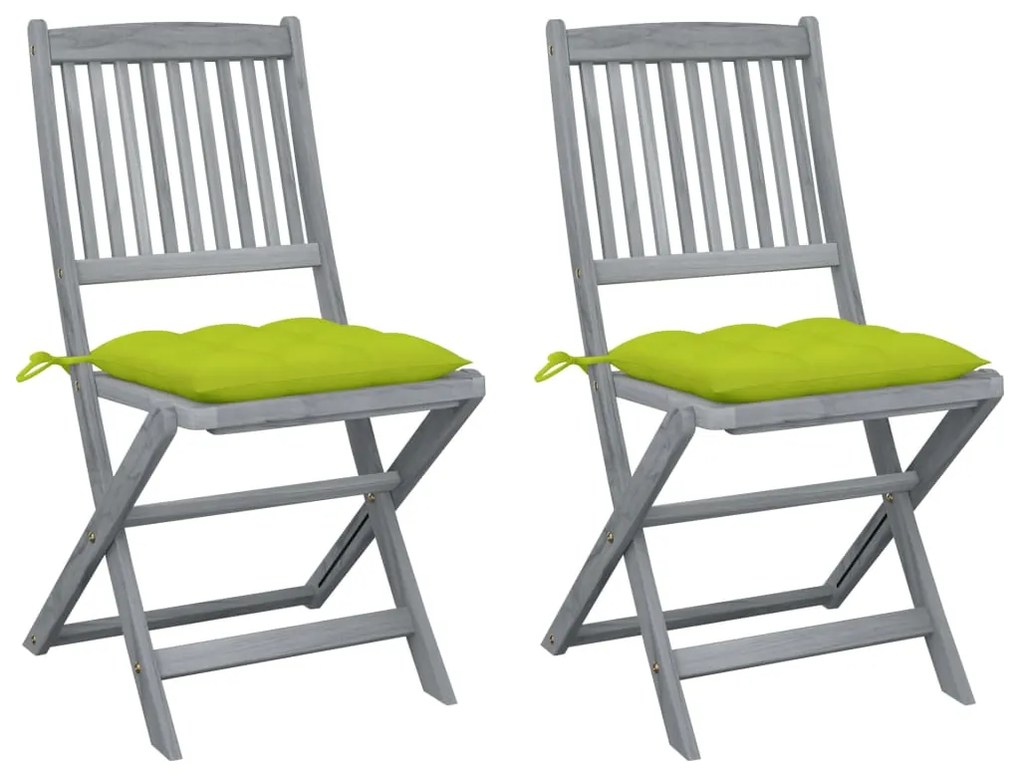 vidaXL Cadeiras exterior dobráveis c/ almofadões 2 pcs acácia maciça