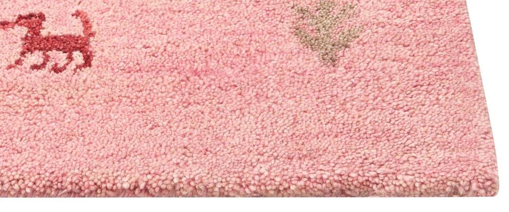 Tapete Gabbeh em lã rosa 200 x 300 cm YULAFI Beliani