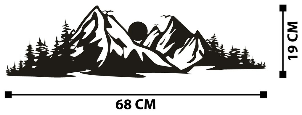 Acessório Decorativo de Parede Mountain – Preto – 68 x 19 cm