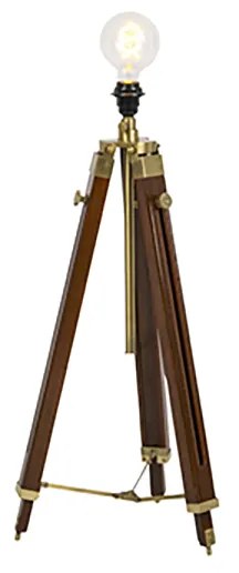 Candeeiro de pé em latão com cúpula cinzenta claro 50 cm tripé - Cortin Industrial,Rústico