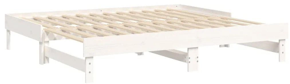 Sofá-cama de puxar 2x(75x190) cm madeira de pinho maciça branco
