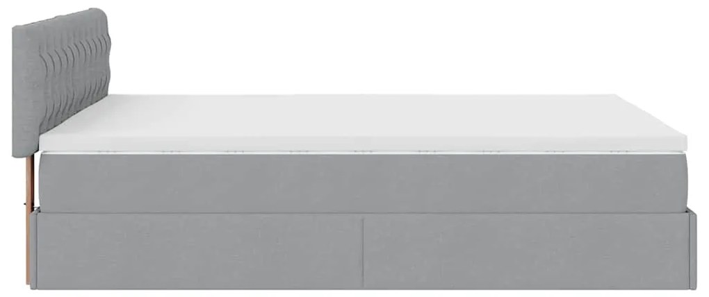 Estrutura cama otomana colchão 140x200cm tecido cinzento claro