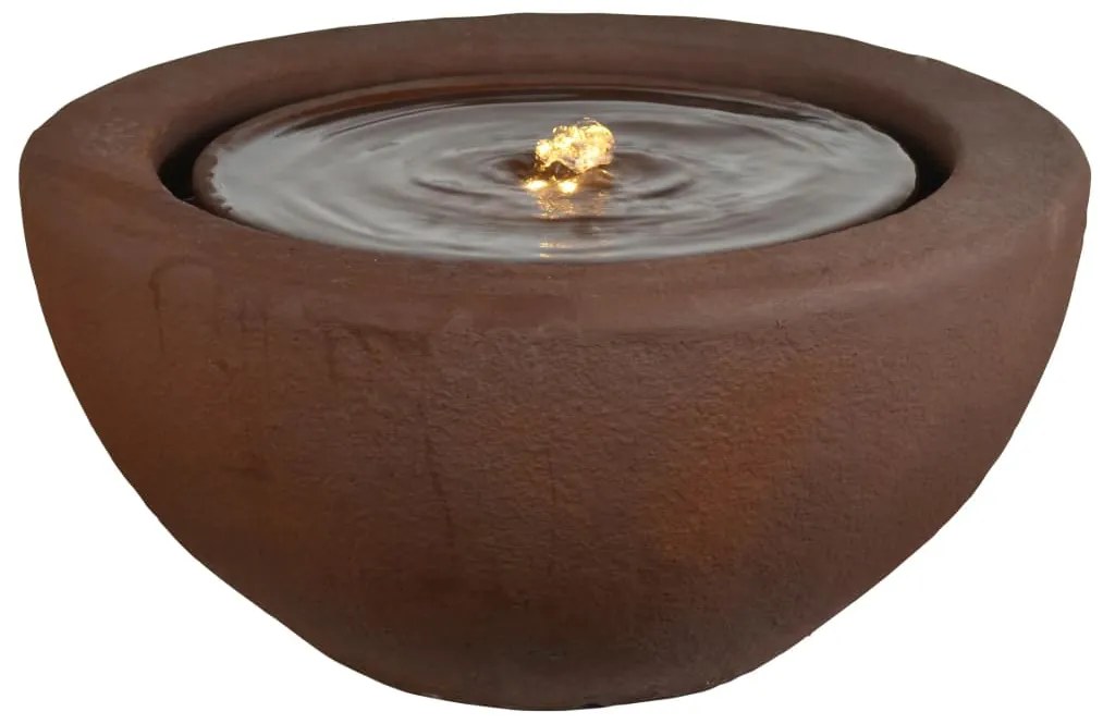 HEISSNER Fonte de terraço meia bola luzes LED 50x50x25 cm enferrujado