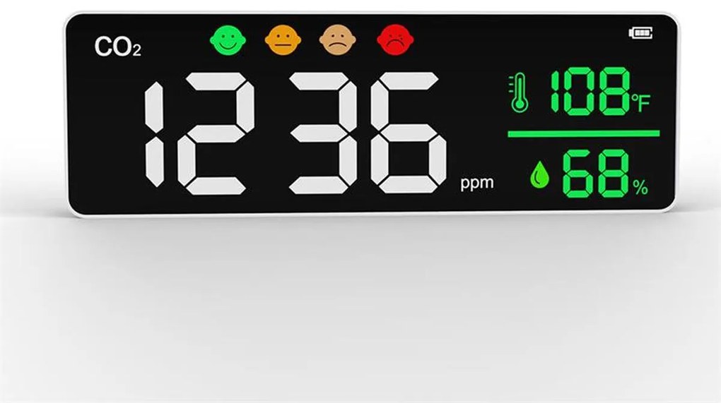 Sensor de Temperatura e Humidade Inteligente Leotec Medidor de Co2 Ndir de Pared