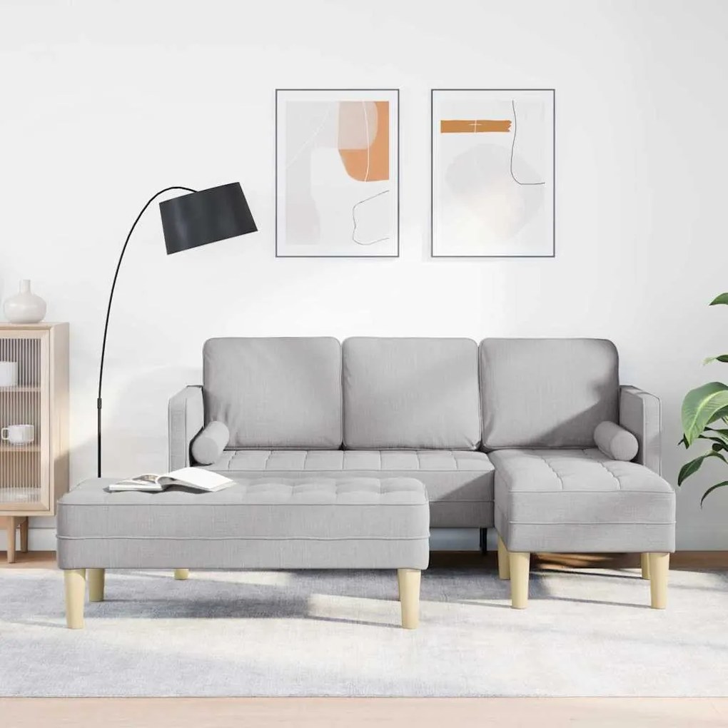 vidaXL Conjunto de Sofás com almofada 2 pcs Cinza Nuvem Poliéster