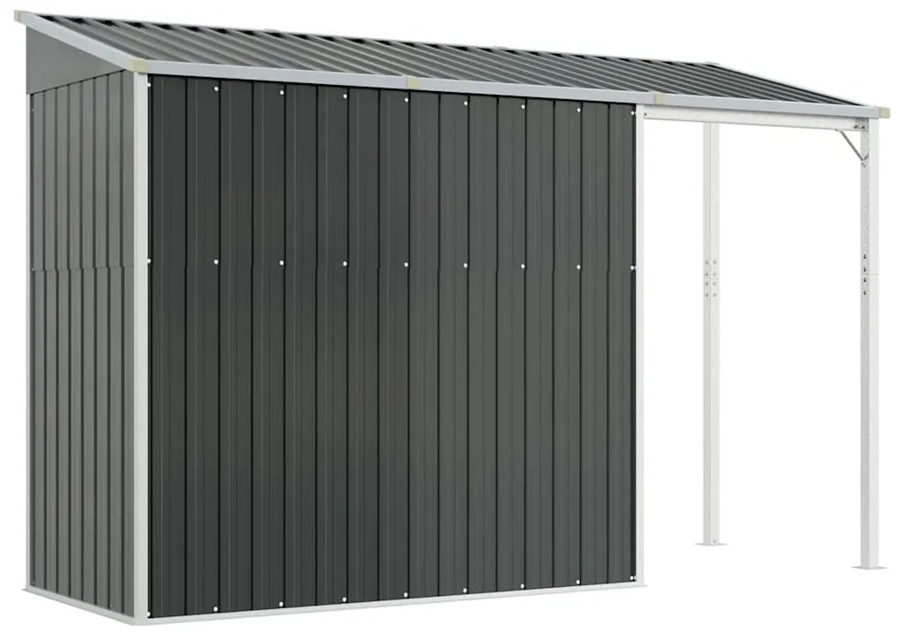 Abrigo de jardim com alpendre 277x107x181 cm aço antracite