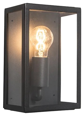 Candeeiro de parede exterior industrial preto com vidro 25,5 cm IP44 - Rotterdam