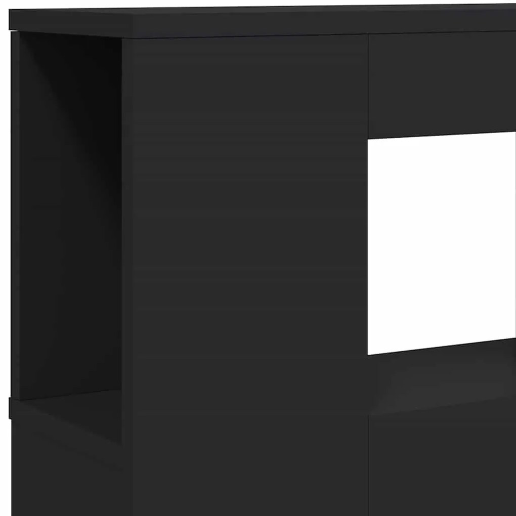 Cabeceira c/ LEDs 200x18,5x103,5 cm derivados de madeira preto