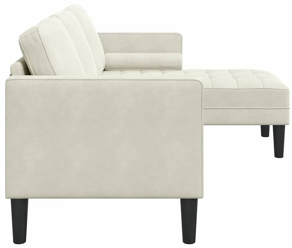 Sofá em L Creme 173x131x67 cm Veludo