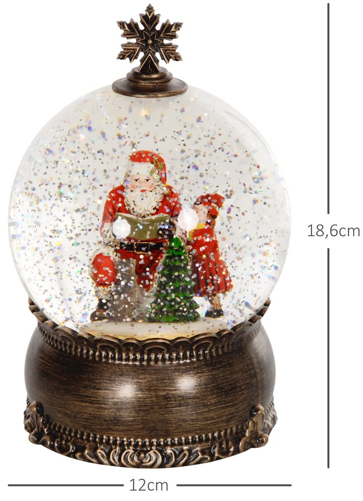 Bola de Neve com Música e Luzes Globo de Neve com Cena de Pai Natal e