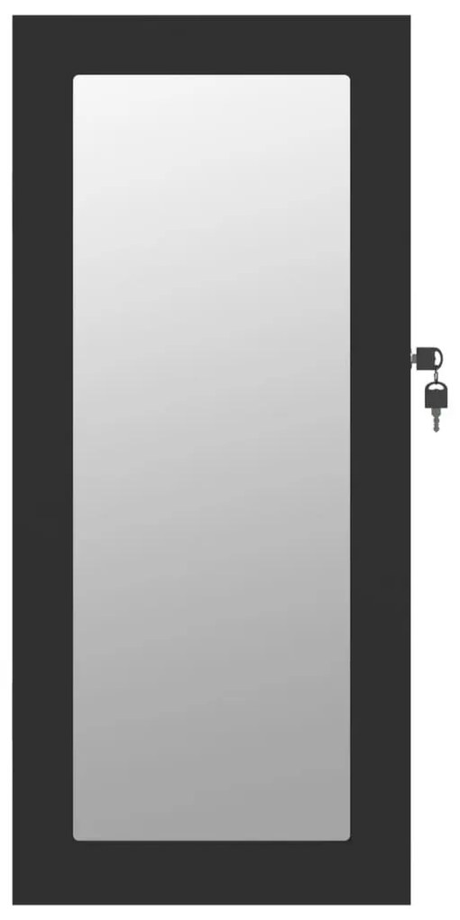 Móvel para joias de parede espelhado 30x8,5x67 cm preto