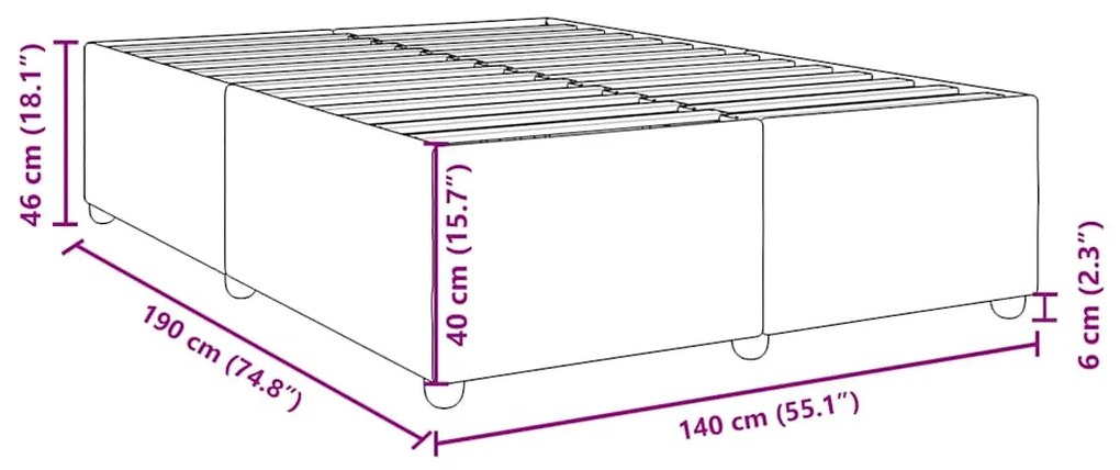 Estrutura de cama sem colchão 140x190 cm tecido preto