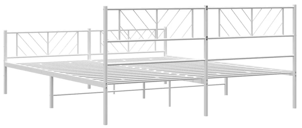 Estrutura de cama com cabeceira e pés 200x200 cm metal branco