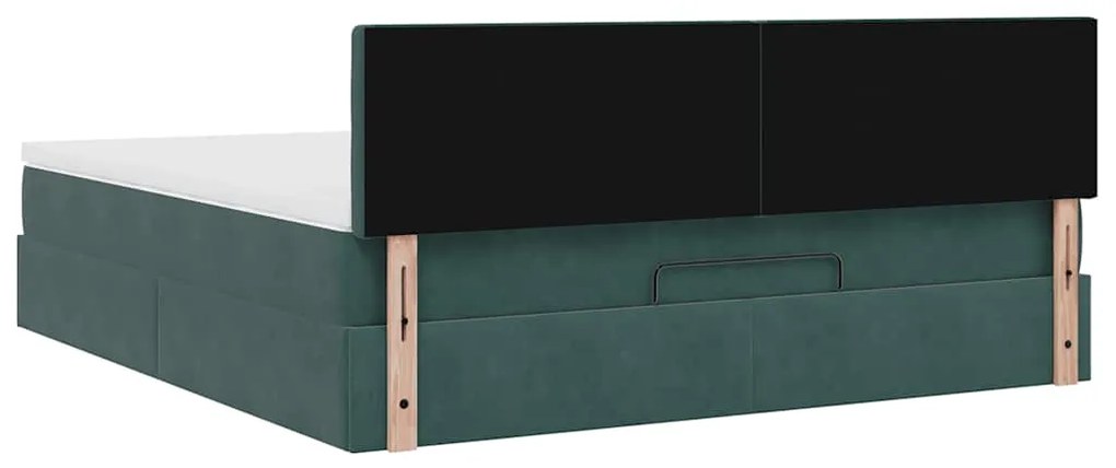 Estrutura de cama otomana com colchão 180x200 cm verde escuro