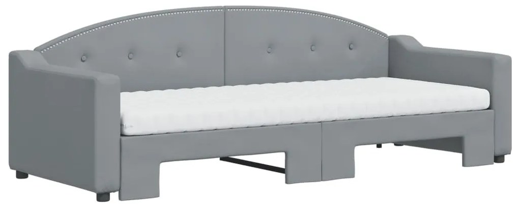 Sofá-cama c/ gavetão e colchões 80x200 cm tecido cinzento-claro