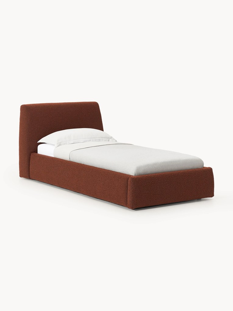 Cama de solteiro em bouclé com arrumação Cloud