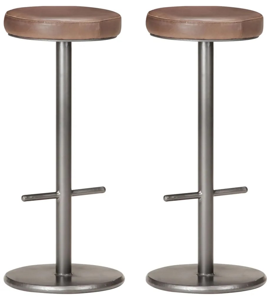 vidaXL Bancos de bar 2 pcs couro genuíno envelhecido castanho
