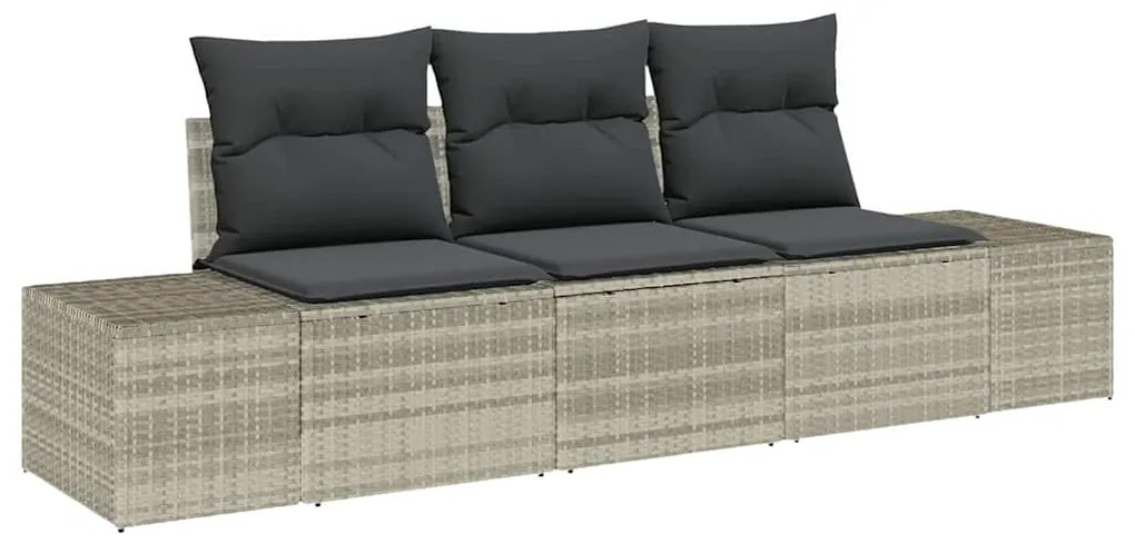 Conjunto de sofá de jardim 3 peças com almofadas cinza claro feito de
