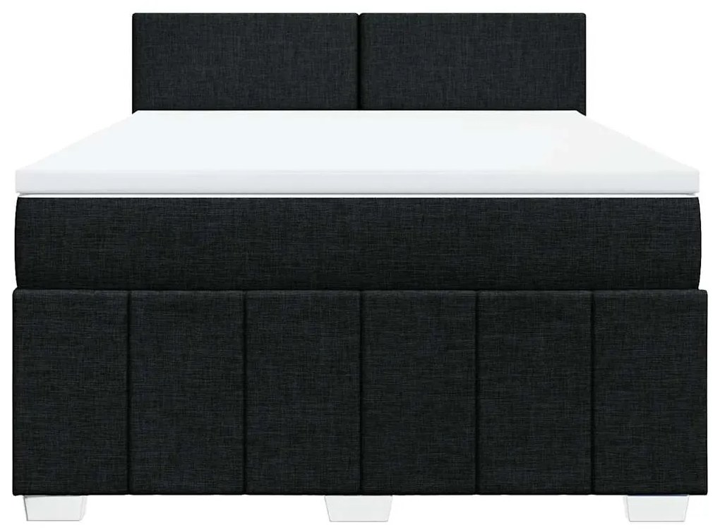 Cama com molas/colchão 140x200 cm tecido preto
