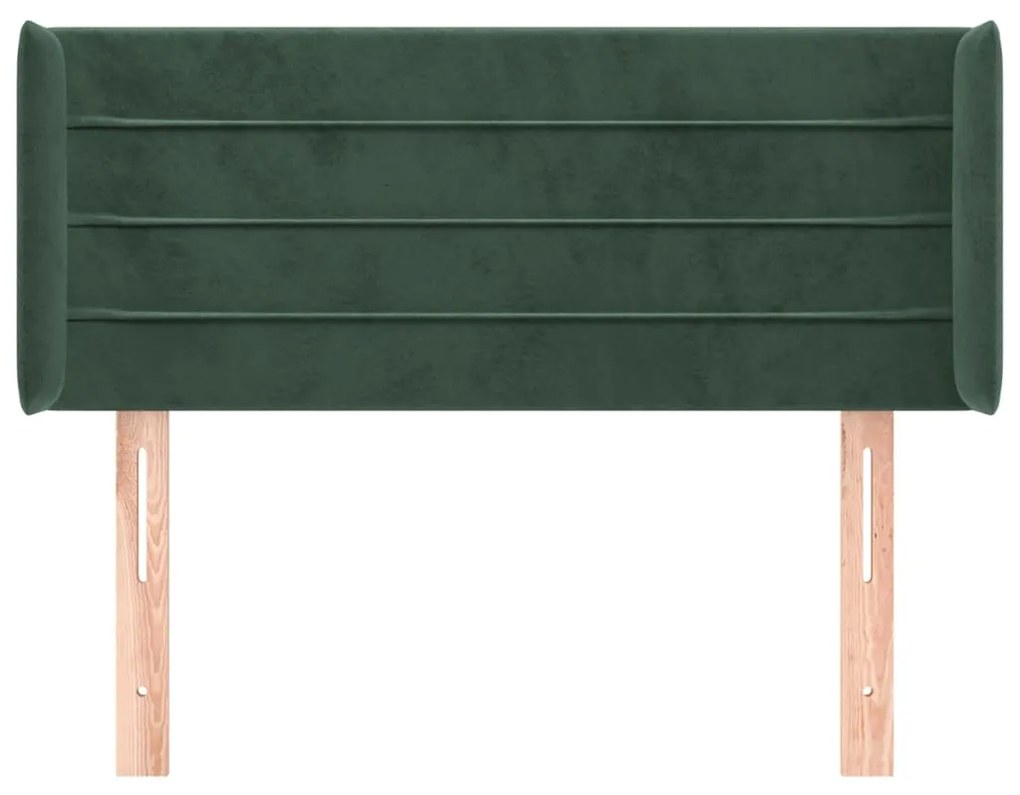 Cabeceira de cama c/ abas veludo 93x16x78/88 cm verde-escuro