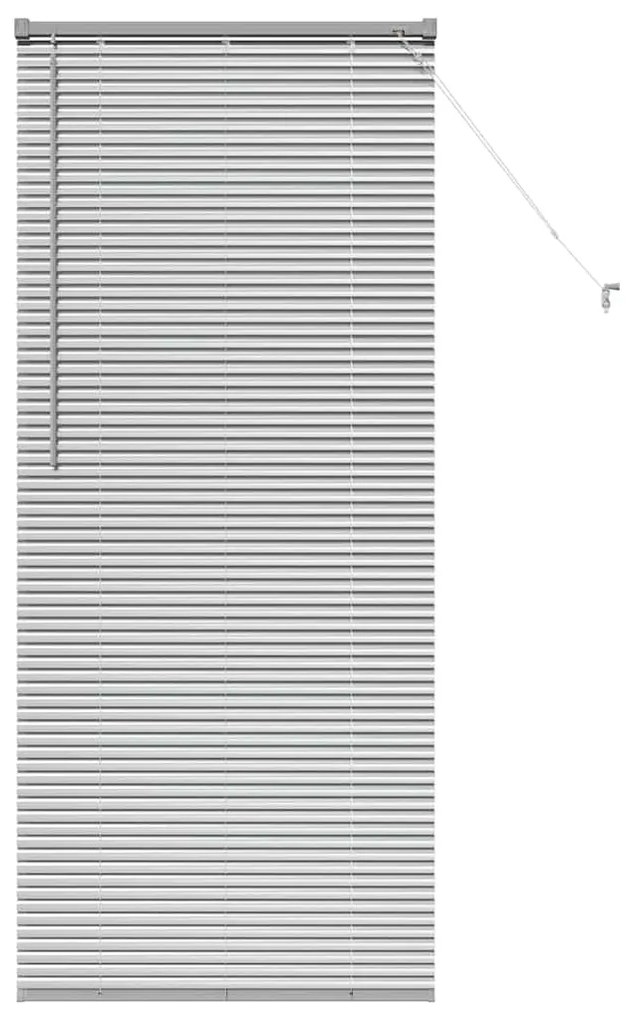 Persiana de Janela com cortinas Manual Prata 80 x 175 cm Alumínio