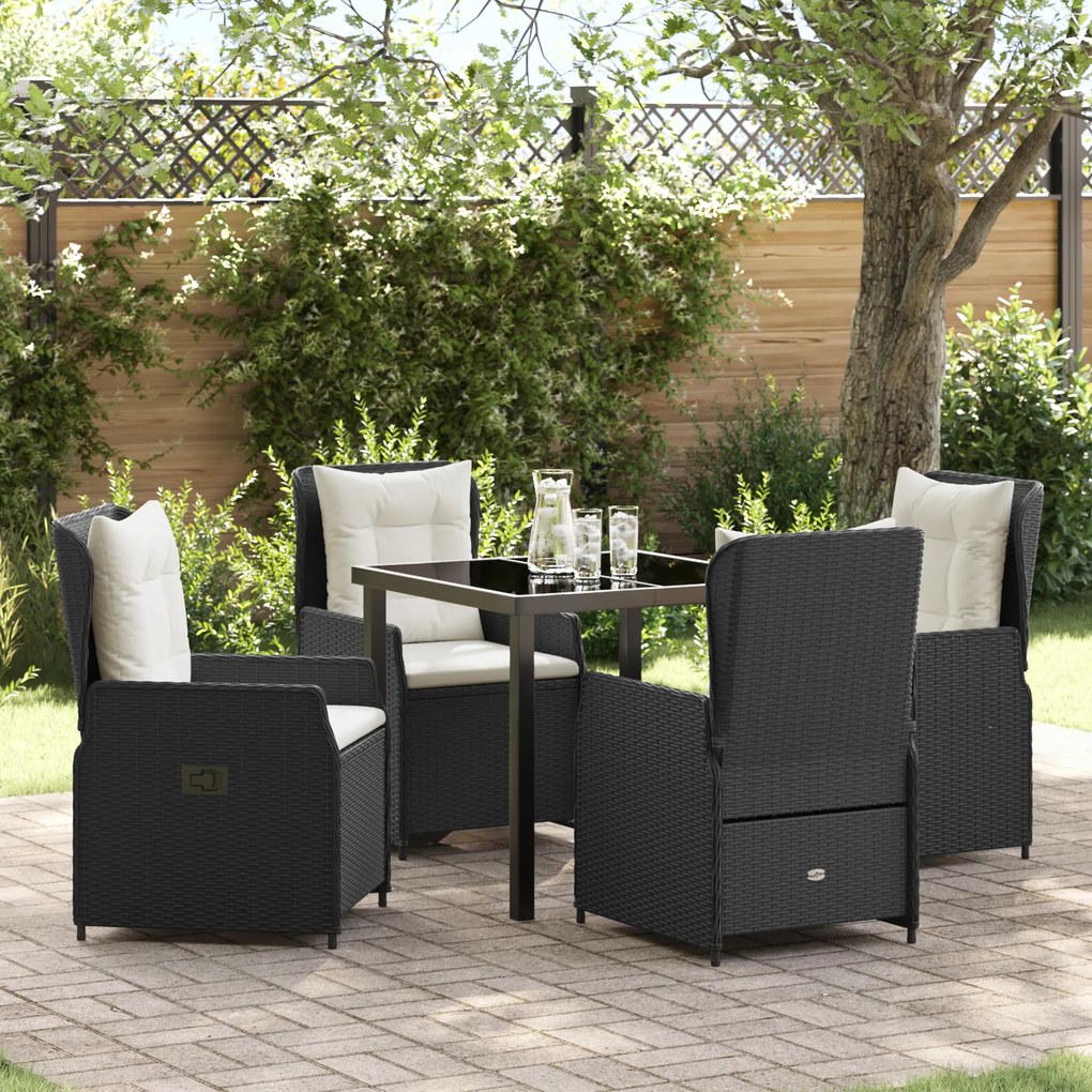 vidaXL Conjunto de Jantar de Jardim com 5 Peças em Rattan Preto