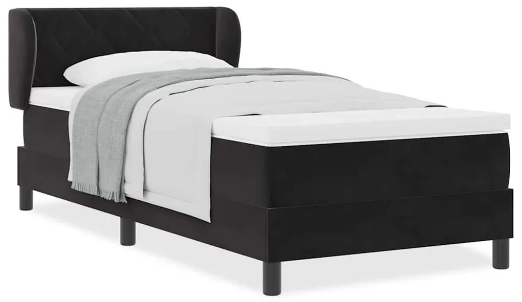 Cama Box Spring vidaXL com Colchão Preto 100x200 cm Veludo