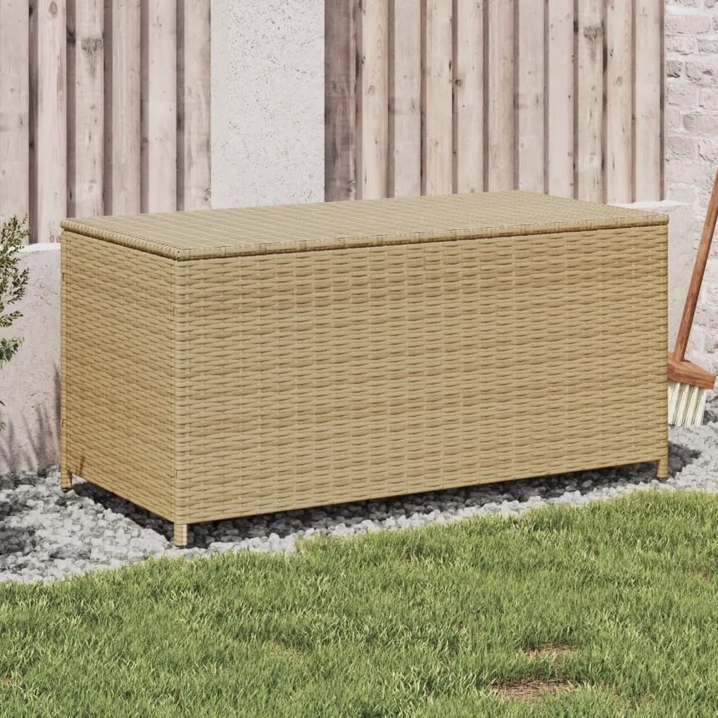 vidaXL Caixa de arrumação para jardim 190L vime PE bege misturado