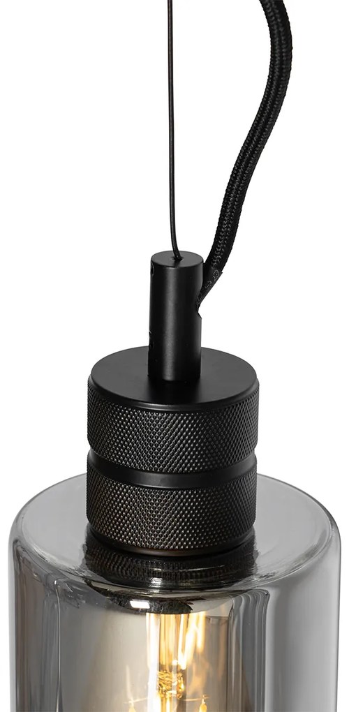 Candeeiro de suspensão moderno preto com vidro fumê - Stavelot Moderno