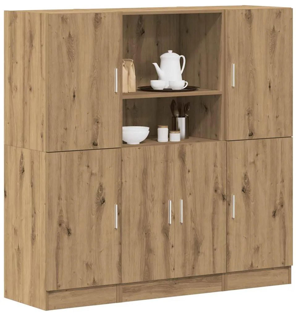 vidaXL 3pcs armário de cozinha conj. deriv. madeira carvalho artisiano