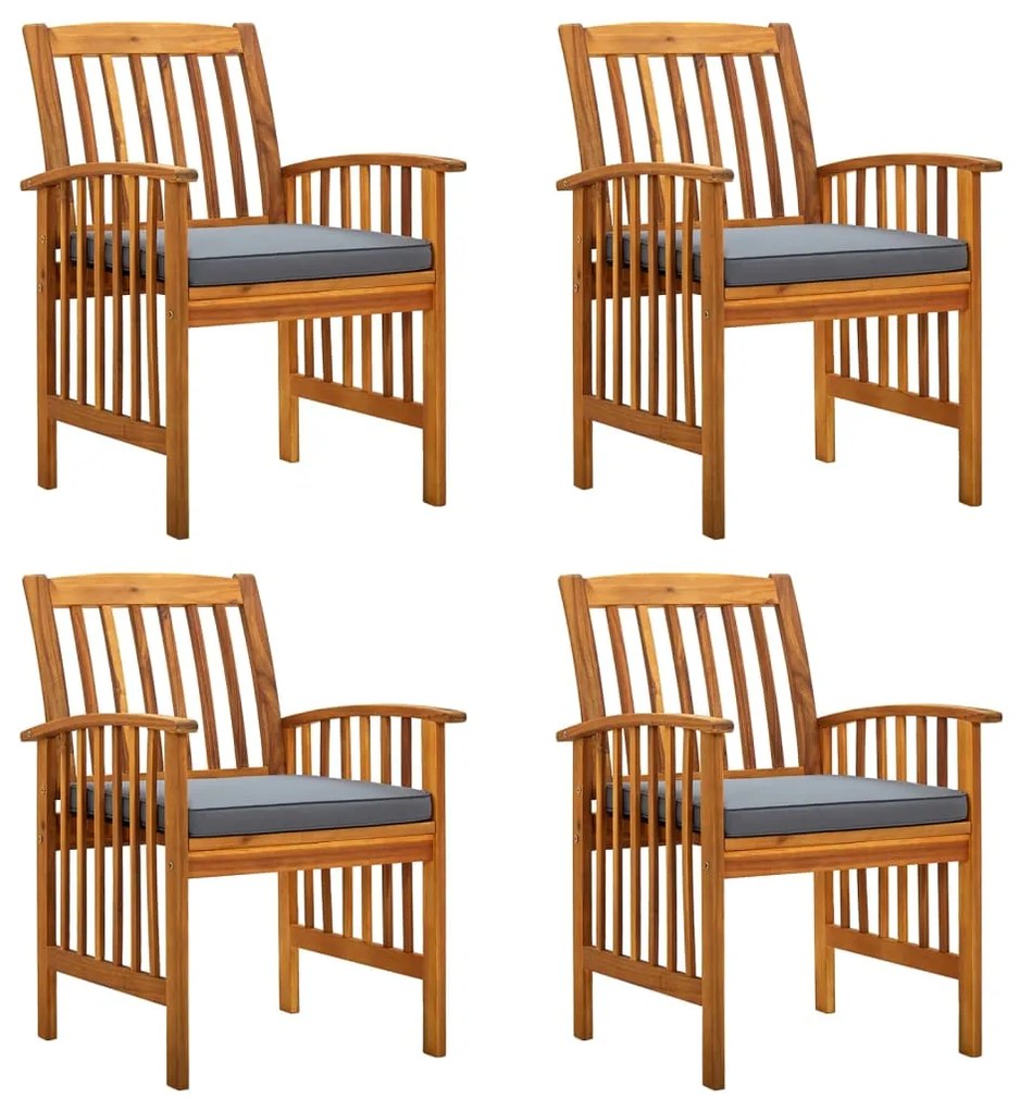 vidaXL Cadeiras de jantar p/ jardim 4 pcs c/ almofadões acácia maciça