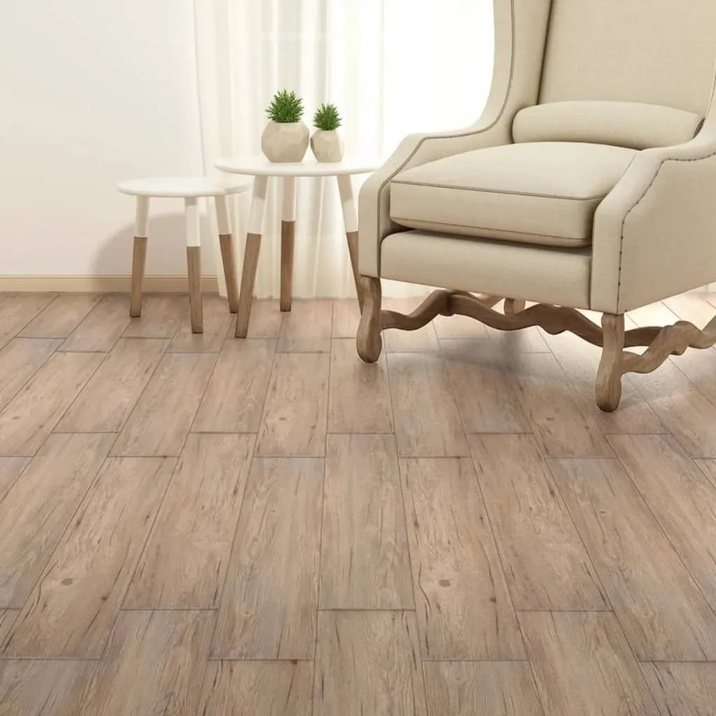 330180 vidaXL Tábuas de soalho PVC autoadesivo 5,21 m² 2 mm carvalho castanho