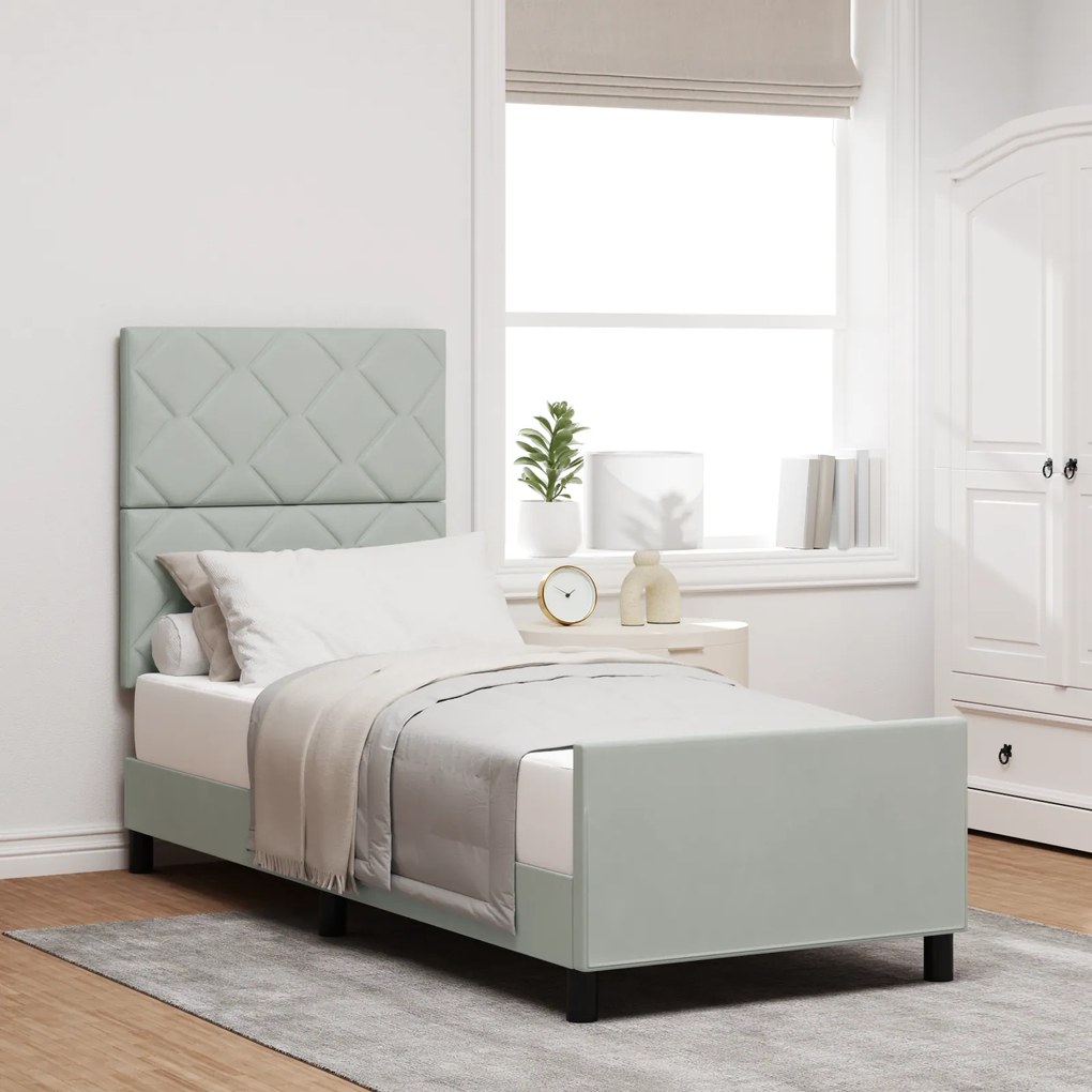 Cama vidaXL Cinza Claro 80x200 cm Veludo